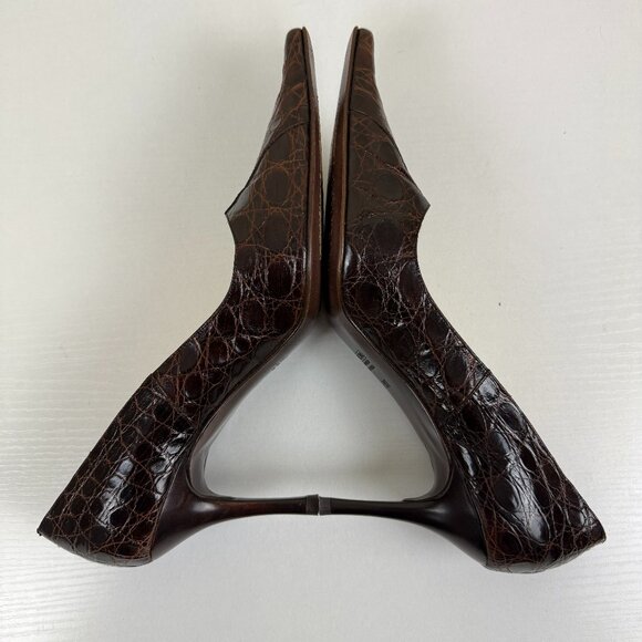 Giuseppe Zanotti Croc Embossed Leather Pointed Toe Pumps - Picture 5 of 11